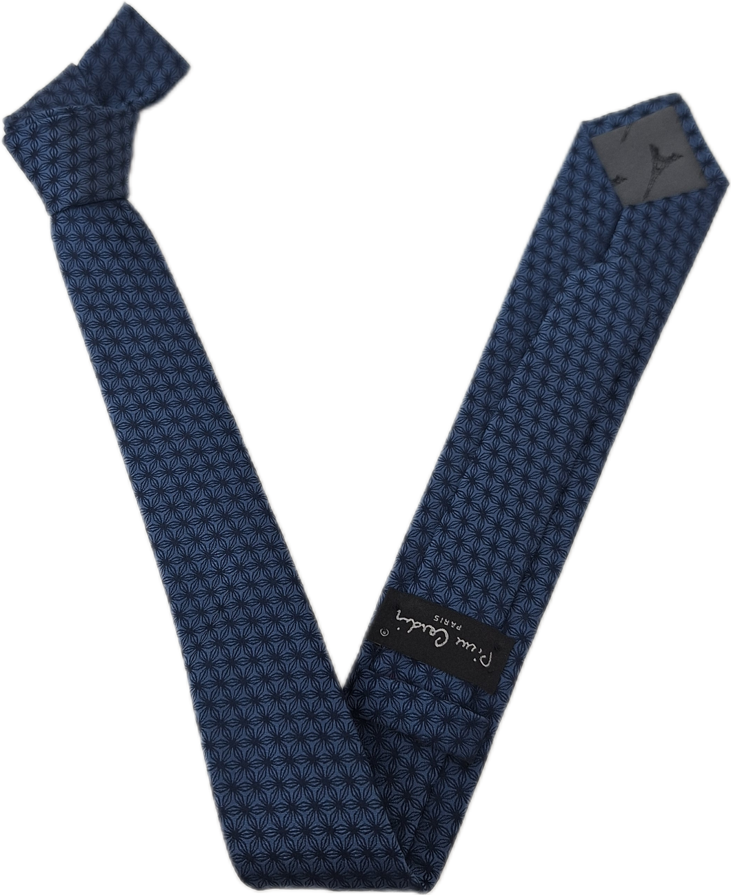 GRAVATA SLIM PIERRE CARDIN AZUL JEANS COM PADRÃO AZUL MARINHO MICROFIBRA JACQUARD DE POLIÉSTER