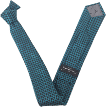 Carregar imagem no visualizador da galeria, GRAVATA TRADICIONAL PIERRE CARDIN AZUL TIFFANY COM PADRÃO PRETO JACQUARD MICROFIBRA
