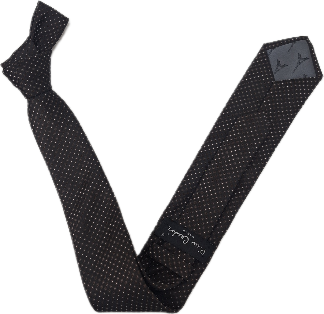 GRAVATA TRADICIONAL PIERRE CARDIN MARROM ESCURO DE POÁ JACQUARD MICROFIBRA