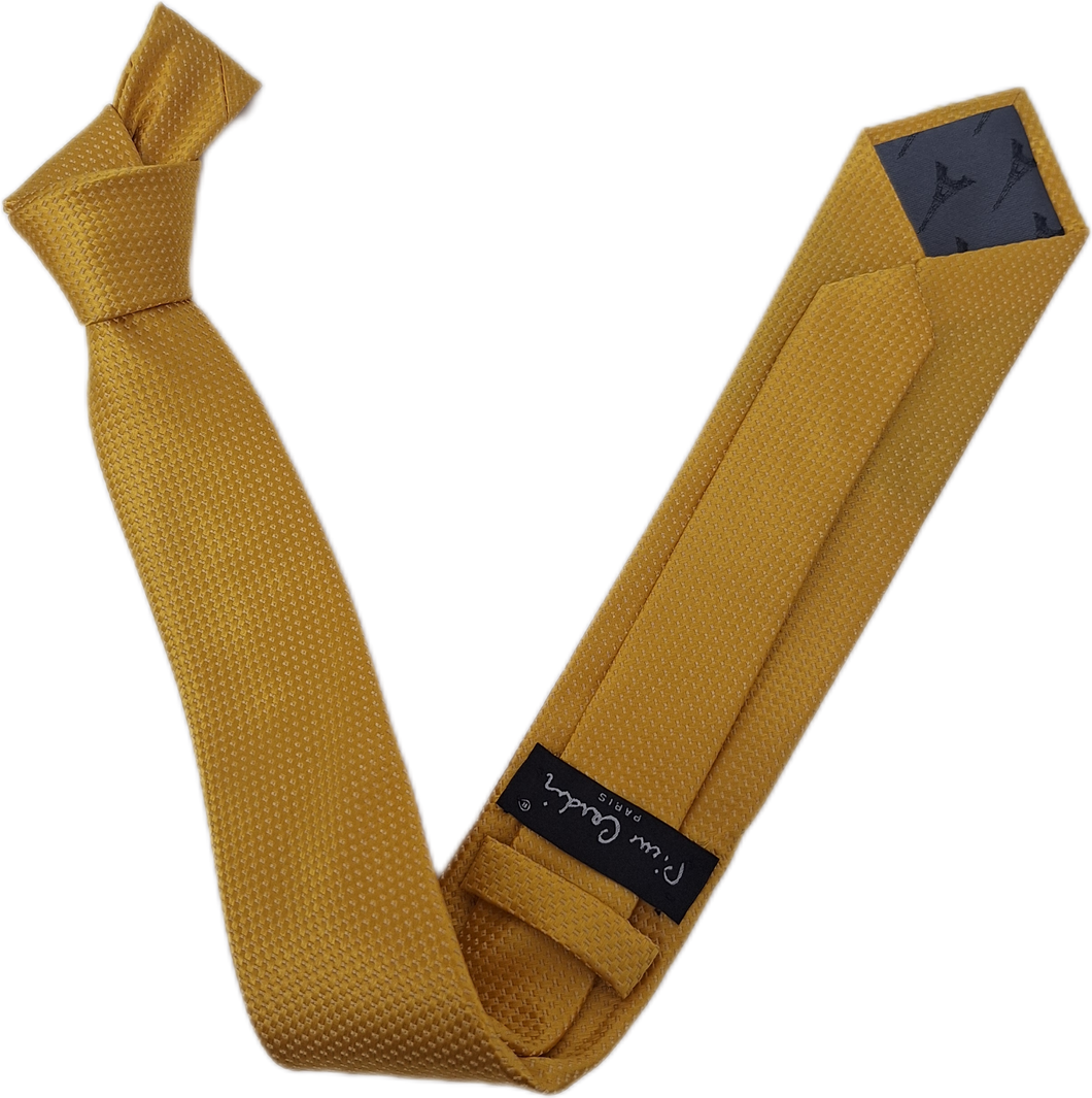GRAVATA TRADICIONAL PIERRE CARDIN AMARELO VIVO FALSO LISO JACQUARD MICROFIBRA