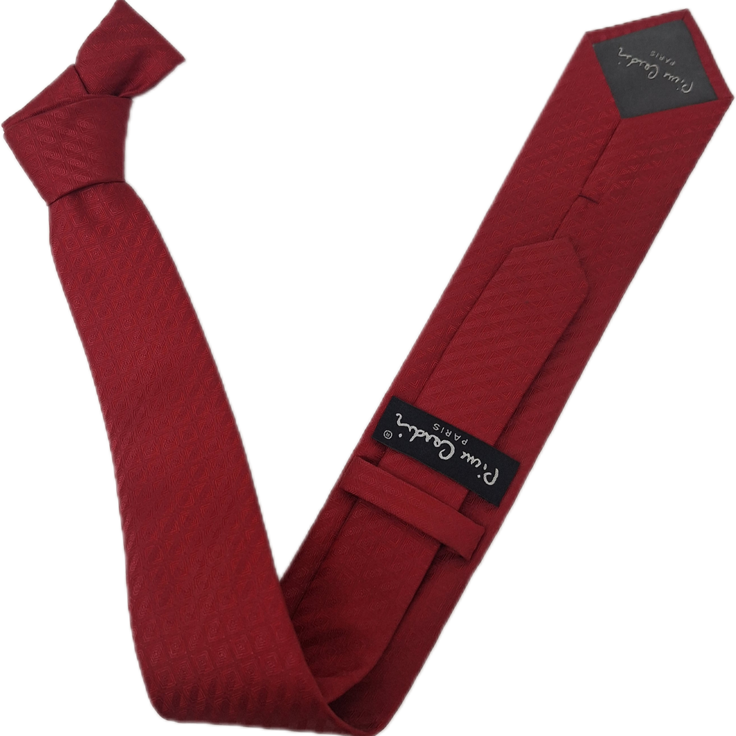 GRAVATA TRADICIONAL PIERRE CARDIN VERMELHO PADRÃO DESENHADO JACQUARD MICROFIBRA