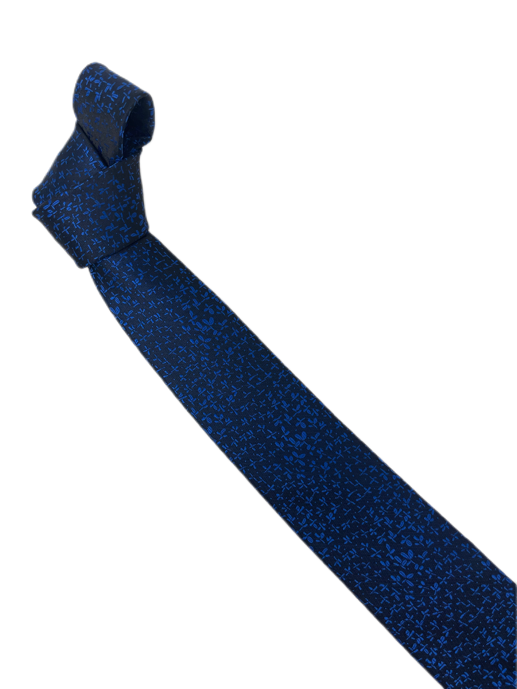 GRAVATA 100% POLIÉSTER JACQUARD TRADICIONAL  FUNDO AZUL MARINHO DETALHES AZUL ROYAL