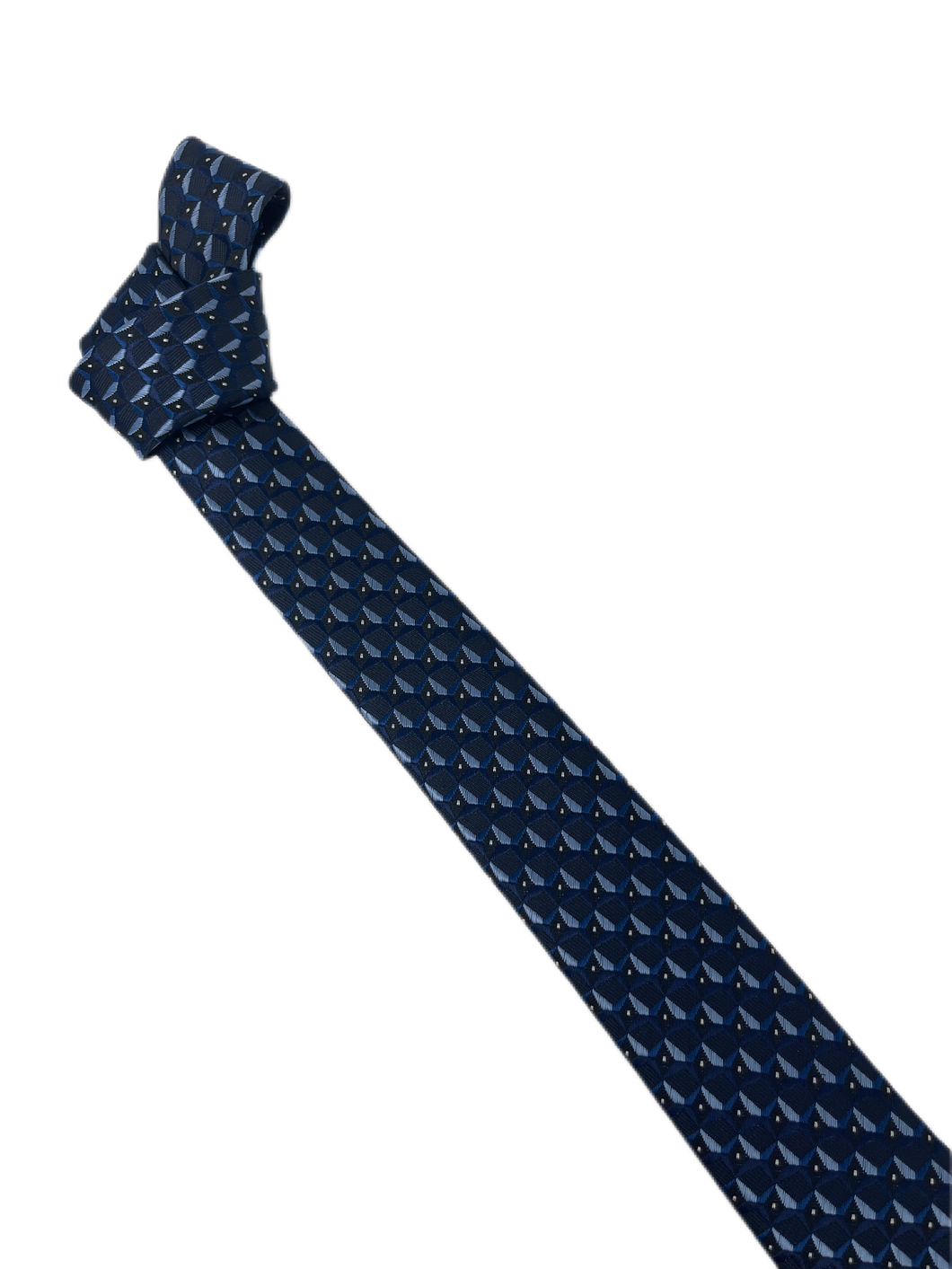 GRAVATA 100% POLIÉSTER JACQUARD SLIM DESENHADA AZUL MARINHO E AZUL CLARO