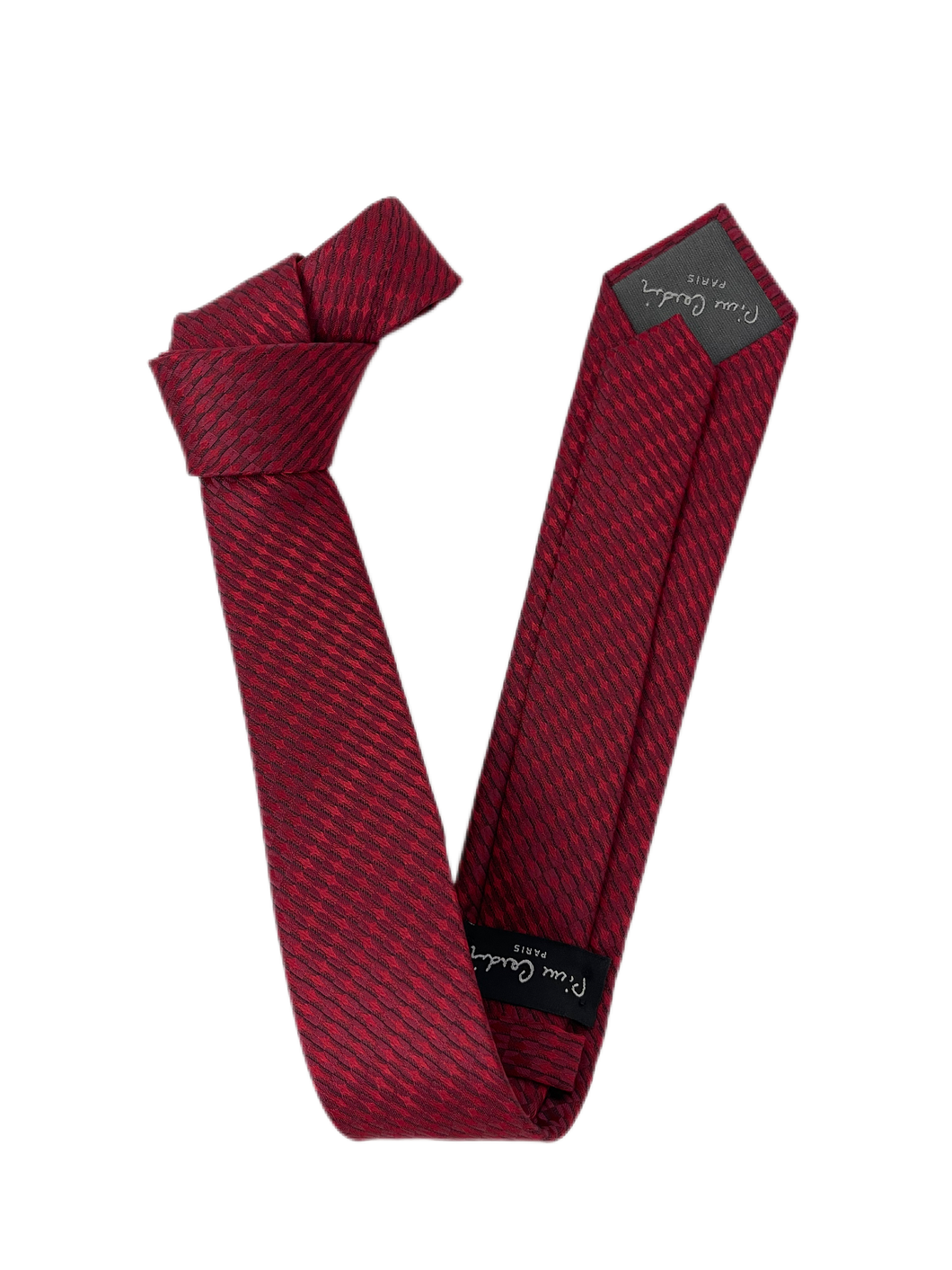 GRAVATA SLIM PIERRE CARDIN VERMELHO VIBRANTE  COM PADRÃO XADREZ JACQUARD DE POLIESTER