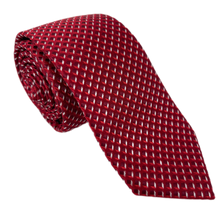 Carregar imagem no visualizador da galeria, GRAVATA SLIM PIERRE CARDIN VERMELHO COM PADRÃO CUBO PRISMA  JACQUARD DE POLIESTER
