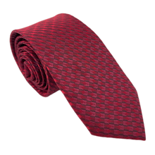 Carregar imagem no visualizador da galeria, GRAVATA SLIM PIERRE CARDIN VERMELHO VIBRANTE  COM PADRÃO XADREZ JACQUARD DE POLIESTER
