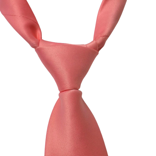GRAVATA LISA COM NÓ PRONTO DE POLIESTER - ROSA CHICLETE